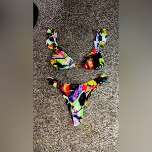 Tropical print shein bikini swimsuit🌴